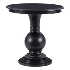 Round Pedestal Accent End Table in Jet Black