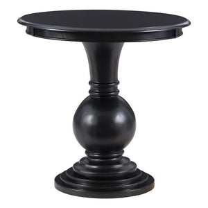 Round Pedestal Accent End Table in Jet Black