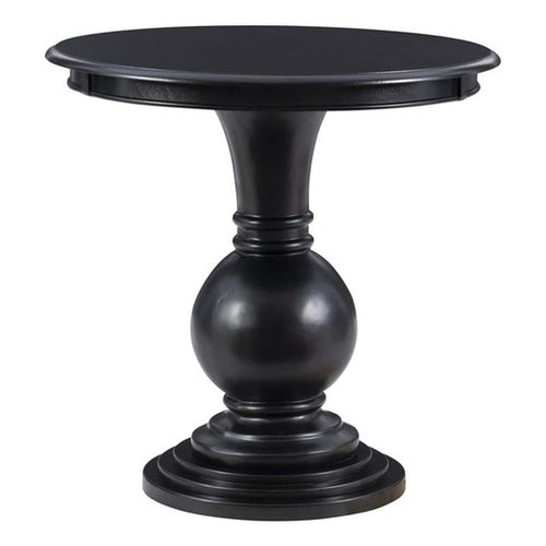 Round Pedestal Accent End Table in Jet Black