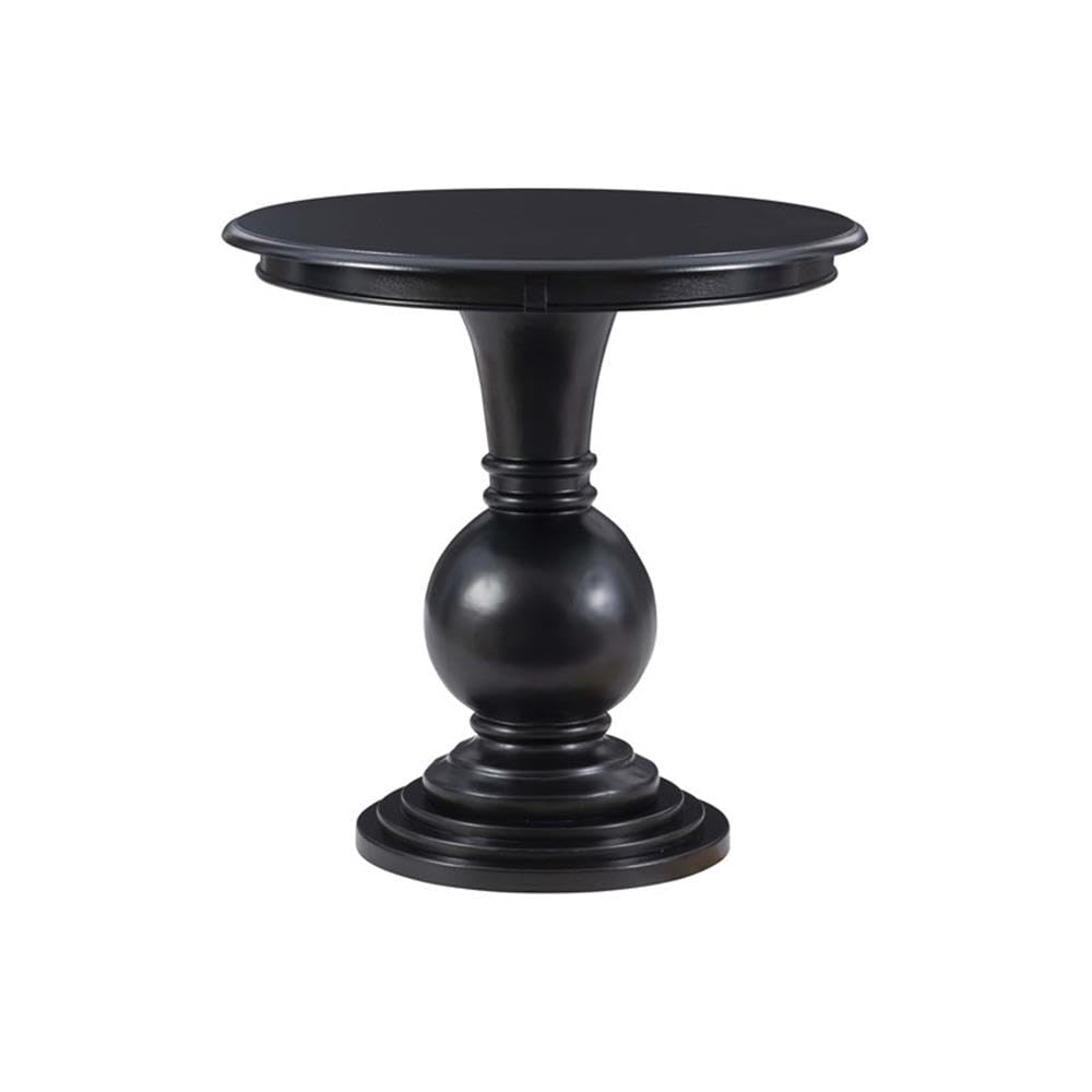 Round Pedestal Accent End Table in Jet Black