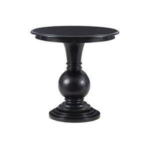 Round Pedestal Accent End Table in Jet Black