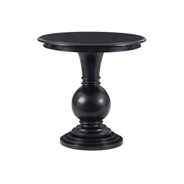 Round Pedestal Accent End Table in Jet Black