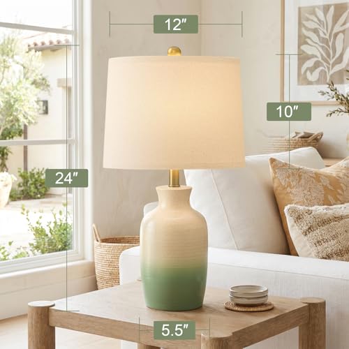 24" Farmhouse Table Lamp – Hand-Textured Ceramic Ombre
