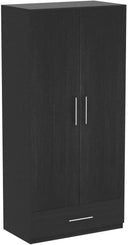 2-Door Wardrobe Armoire with Drawer & Hanging Rod