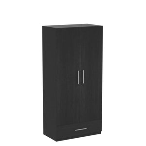 2-Door Wardrobe Armoire with Drawer & Hanging Rod