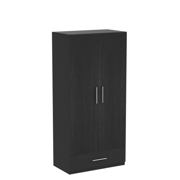 2-Door Wardrobe Armoire with Drawer & Hanging Rod