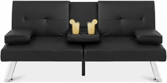 Convertible Futon Sofa Bed with Removable Armrests
