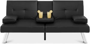 Convertible Futon Sofa Bed with Removable Armrests