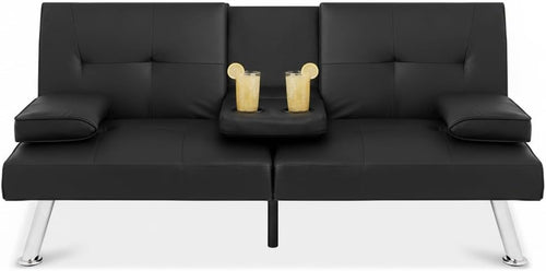 Convertible Futon Sofa Bed with Removable Armrests