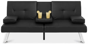 Convertible Futon Sofa Bed with Removable Armrests