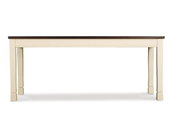Rectangular Dining Bench – White & Brown