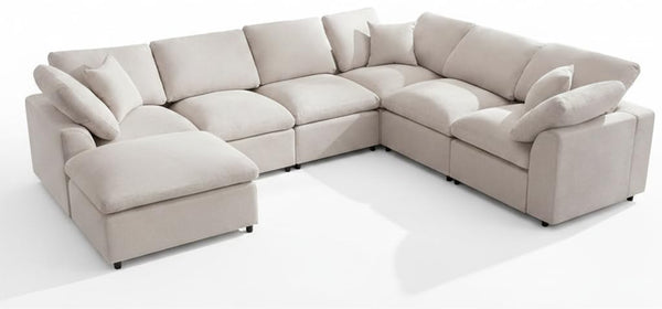 Modular Sectional Sofa 7-Seater L-Shaped with Ottoman