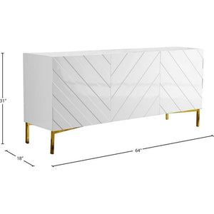 Modern Sideboard Buffet Cabinet | White Lacquer & Gold Base