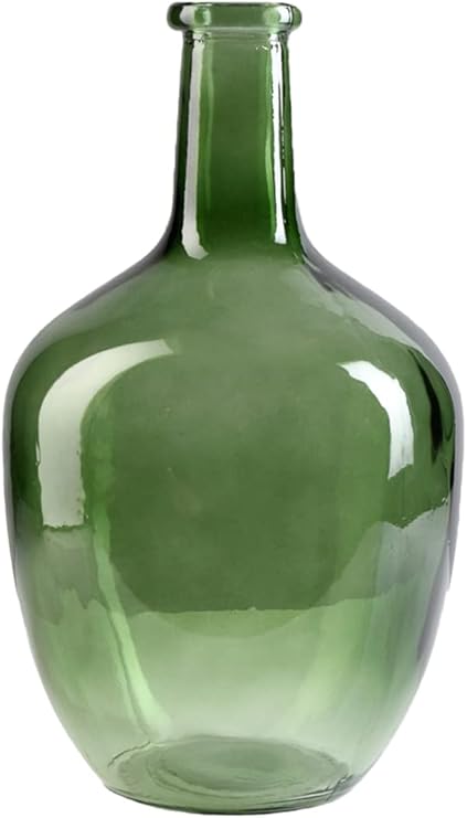 Green Bottleneck Glass Vase Set of 4 – 12" Tall Floor Vase for Long Stem Flowers