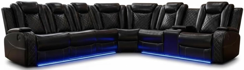 Power Reclining Leather Sectional Sofa