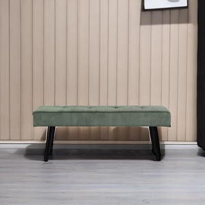 Corduroy Upholstered Entryway Bench with Metal Frame