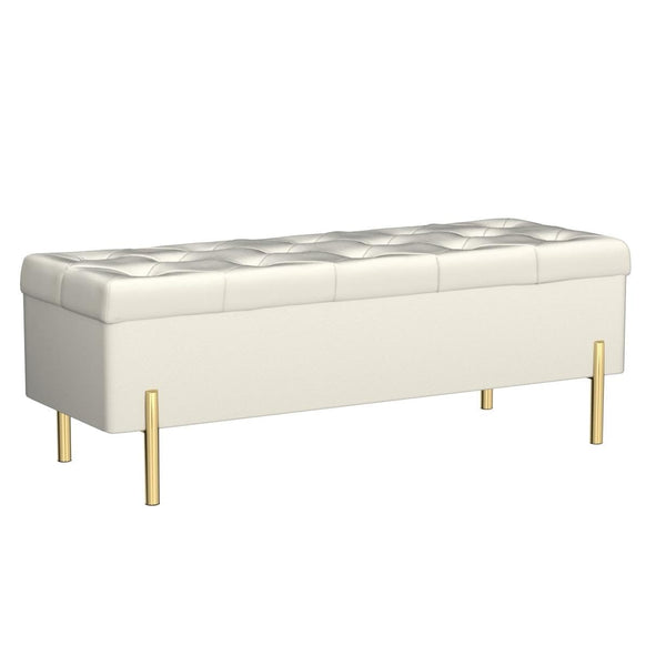 Velvet Storage Bench with Hidden Compartment