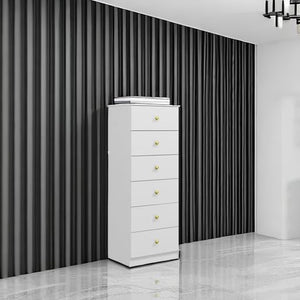 6-Drawer Vertical Dresser with Gold Handles