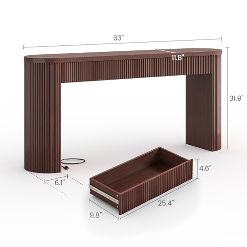 63" Fluted Console Table with 2 Drawers