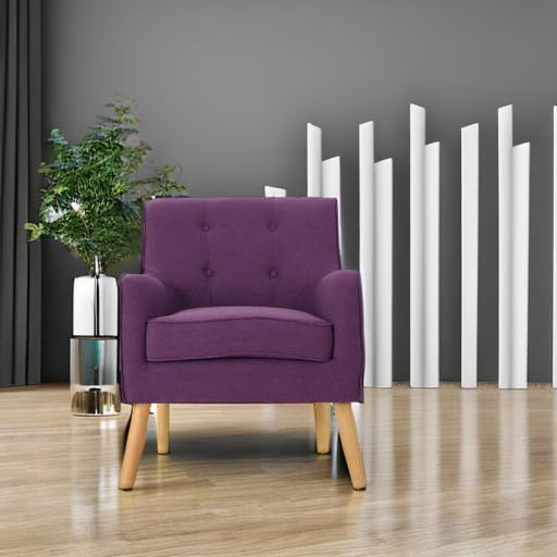 Mid-Century Fabric Arm Chairs, Set of 2 – Purple