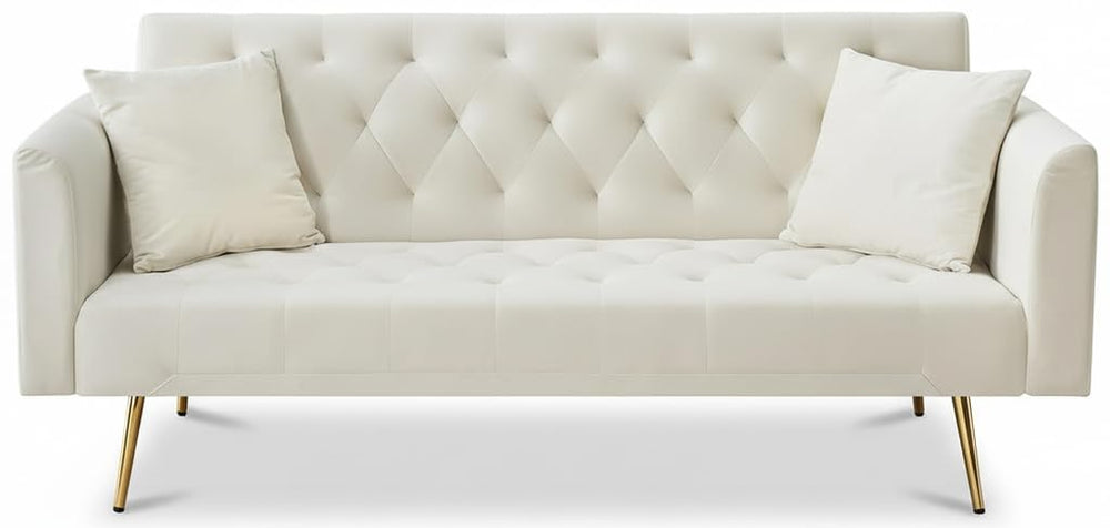71" Convertible Velvet Sofa Bed Futon with Adjustable Backrest & Chrome Legs
