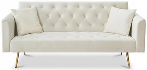 71" Convertible Velvet Sofa Bed Futon with Adjustable Backrest & Chrome Legs
