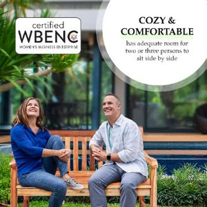 Teak Wood Outdoor Garden Bench with Armrests & Backrest