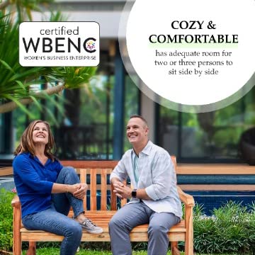 Teak Wood Outdoor Garden Bench with Armrests & Backrest