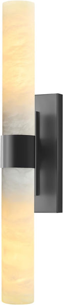 Brass Wall Sconce with Marble Shade – Bathroom Vanity Light