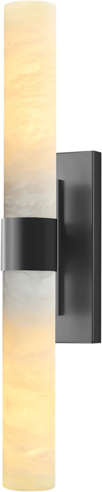 Brass Wall Sconce with Marble Shade – Bathroom Vanity Light