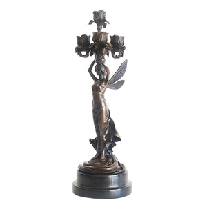 5-Arm Angel Candelabra – Bronze Copper Candlestick Holder