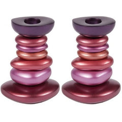 Stone Tower Shabbat Candlesticks – Set of 2, Pink