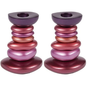 Stone Tower Shabbat Candlesticks – Set of 2, Pink
