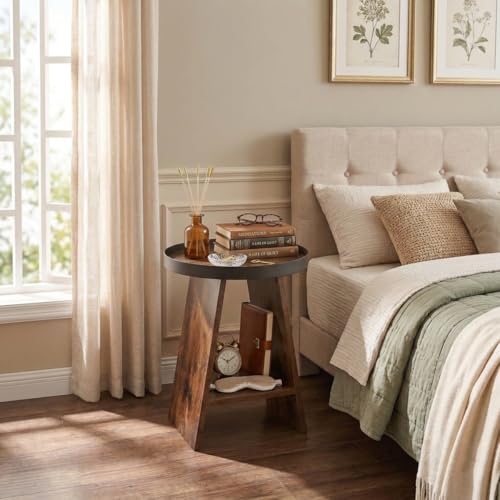 Round 2-Tier Side Table with Tray Top