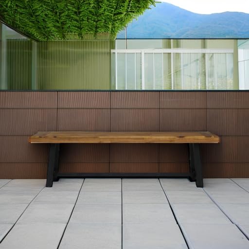 Outdoor Acacia Wood Bench – Sandblast Teak & Black