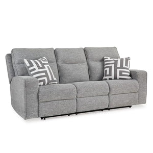 Power Reclining Sofa with Adjustable Headrest & USB Ports – Light Gray