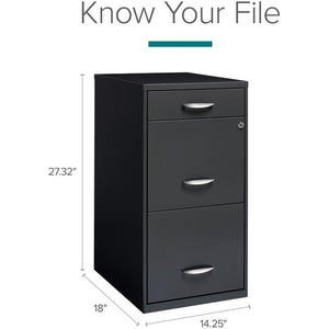 3-Drawer Vertical Metal Filing Cabinet with Lock – Letter Size