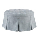 Round Button-Tufted Ottoman with Pleated Skirt