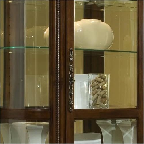 Curved End Curio Cabinet with Lighted Interior
