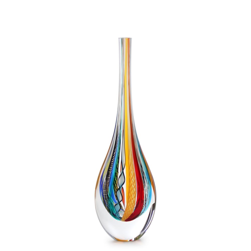 Hand Blown Glass Drop Vase — Murano Style Art Glass