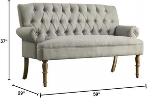 Tufted Linen Loveseat Sofa for Living Room