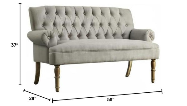 Tufted Linen Loveseat Sofa for Living Room