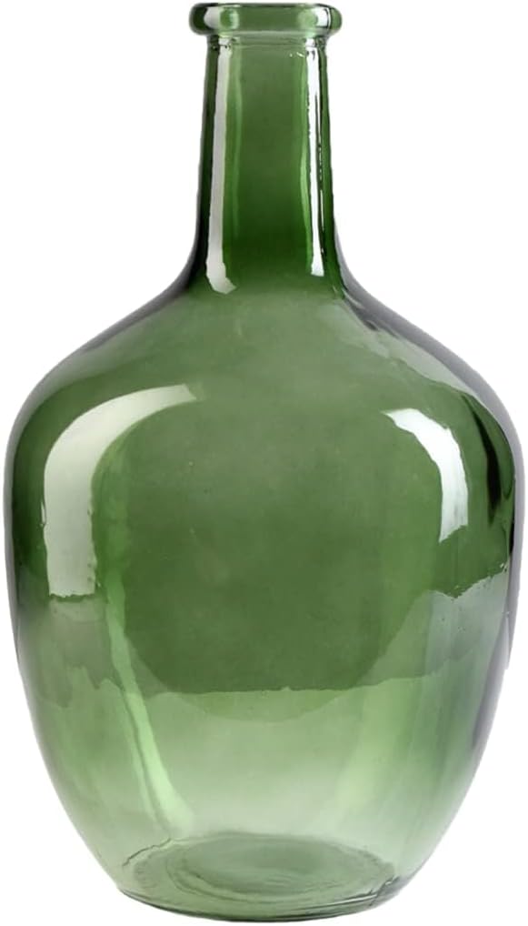 Green Bottleneck Glass Vase Set of 4 – 12" Tall Floor Vase for Long Stem Flowers