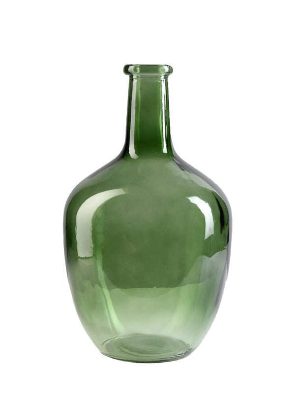 Green Bottleneck Glass Vase Set of 4 – 12" Tall Floor Vase for Long Stem Flowers