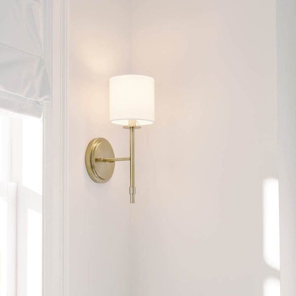 Modern Metal Vanity Wall Sconce with Fabric Shade