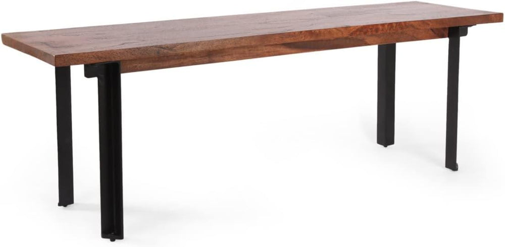 Modern Industrial Dining Bench – Mango Wood & Iron