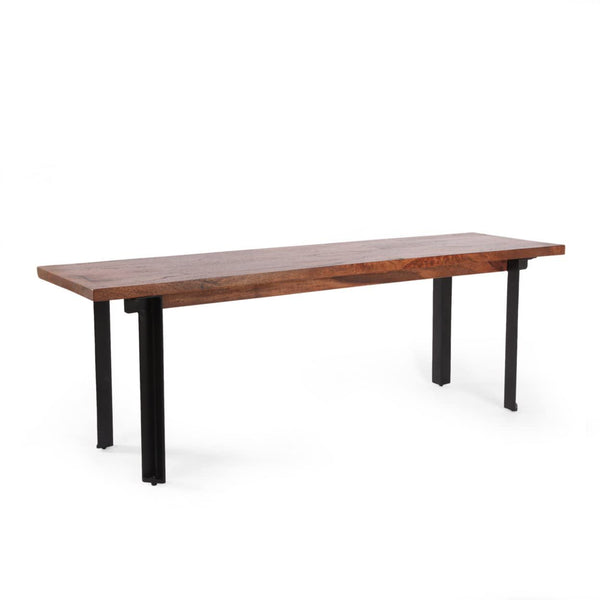 Modern Industrial Dining Bench – Mango Wood & Iron