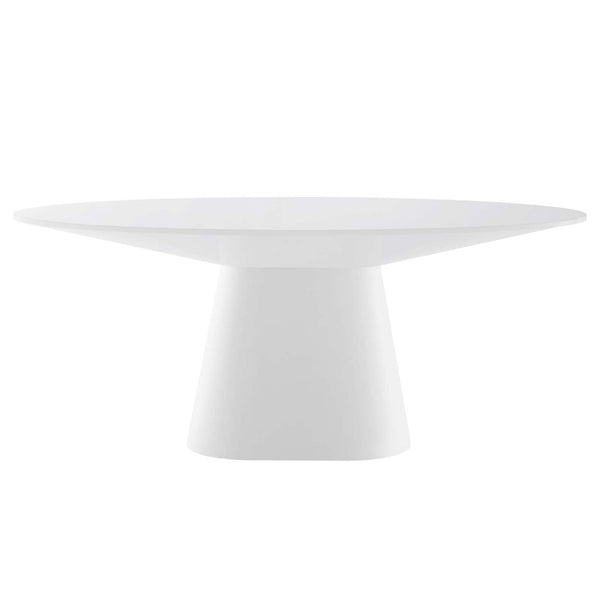 75" Oval High Gloss MDF Dining Table – White