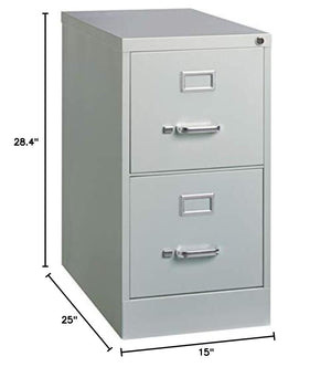 2-Drawer Steel Vertical File Cabinet with Lock – Light Gray