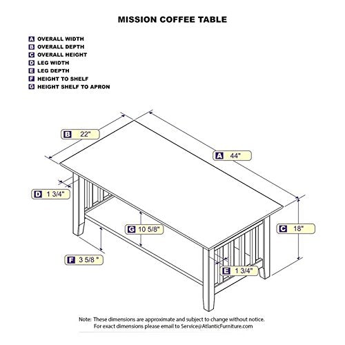 Mission-Style Solid Hardwood Coffee Table with Walnut Finish